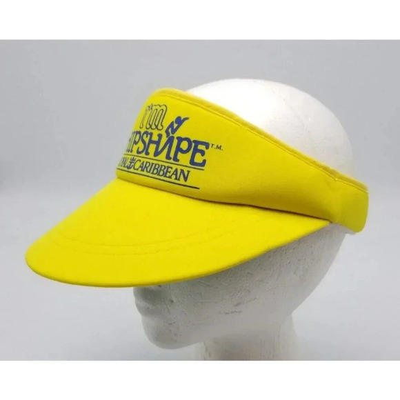 Vintage Royal Caribbean Cruiselines "I'm ShipShape" Yellow Adjustable Visor Hat - Picture 2 of 7